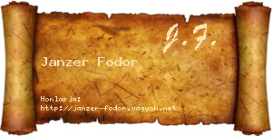 Janzer Fodor névjegykártya